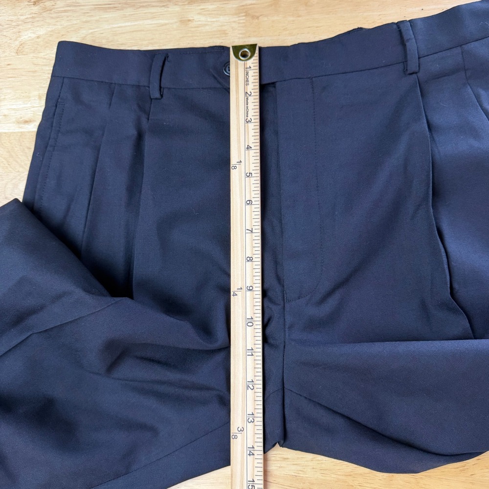 Jos A Bank 2-Piece Suit Mens 42R 36x29 100% WOOL Pleated Cuffed Solid Black - Picture 15 of 16